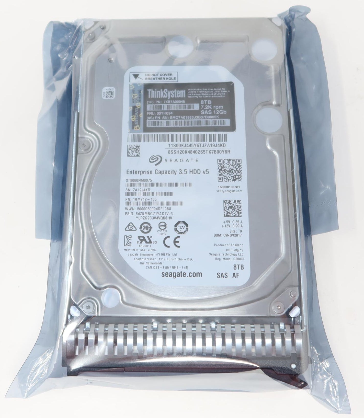00YK034 7XB7A00045 Lenovo 8TB 7.2K SAS 12Gb 3.5" Hard Drive