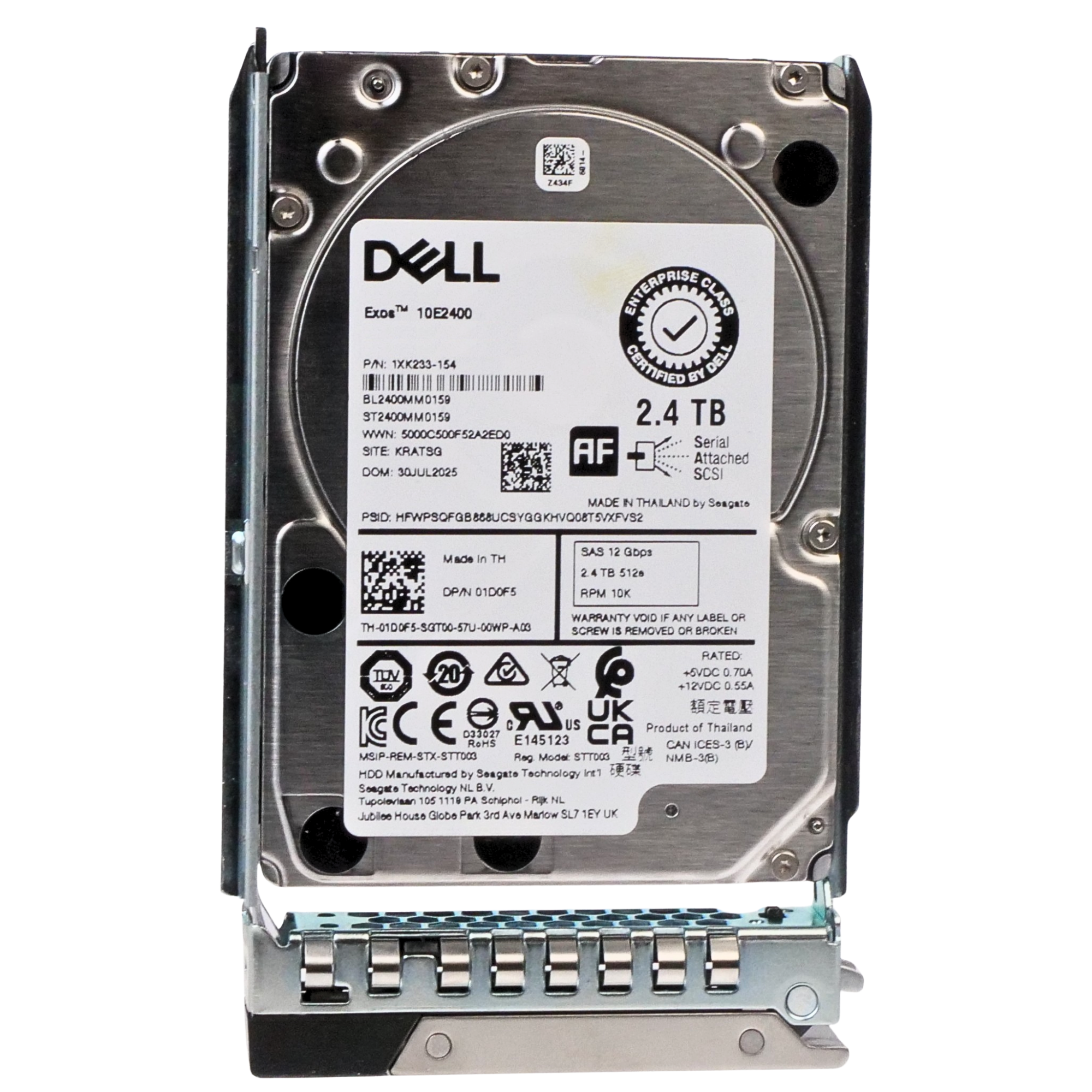 Dell G14 7GXW7 2.4TB 10K RPM SAS 12Gb/s 512e 256MB 2.5in HDD