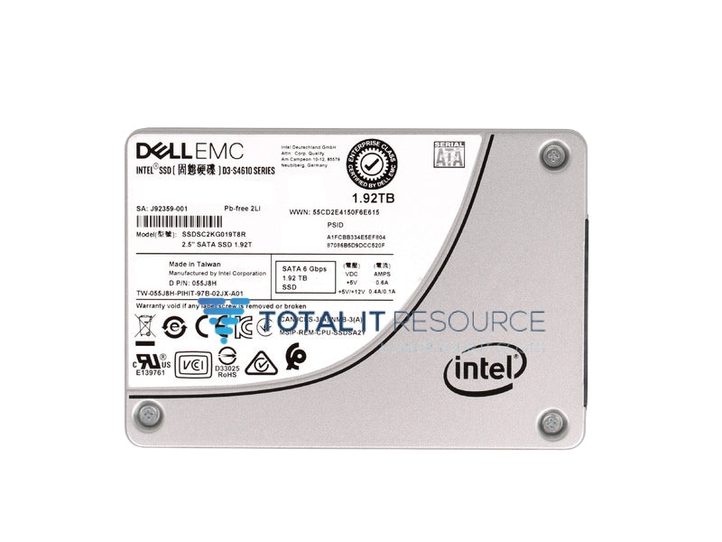 0K5P0T | KNT26 | 55J8H Dell 1.92TB SSD SATA Mix Use 6Gbps 512 2.5in Hot-plug AG Drive