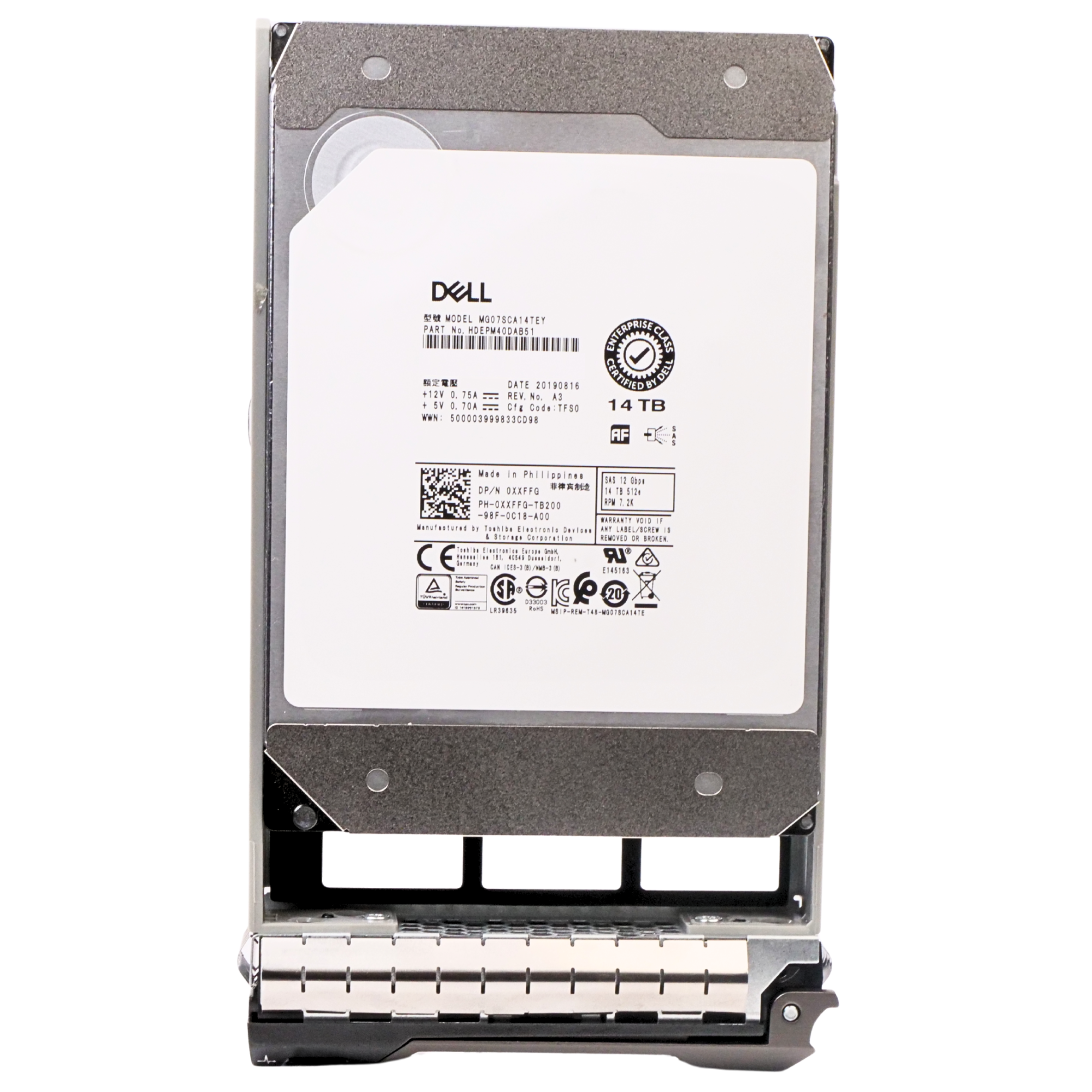 Dell G13 0XXFFG 14TB 7.2K RPM SAS 12Gb/s 512e 256MB 3.5in HDD
