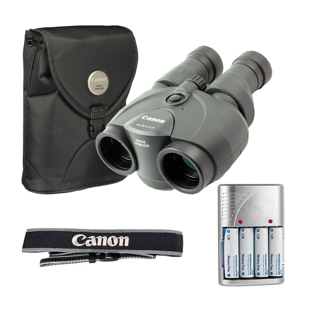 Canon 10x30 IS II Image Stabilized Binocular + Batteries w/ Rapid Charger