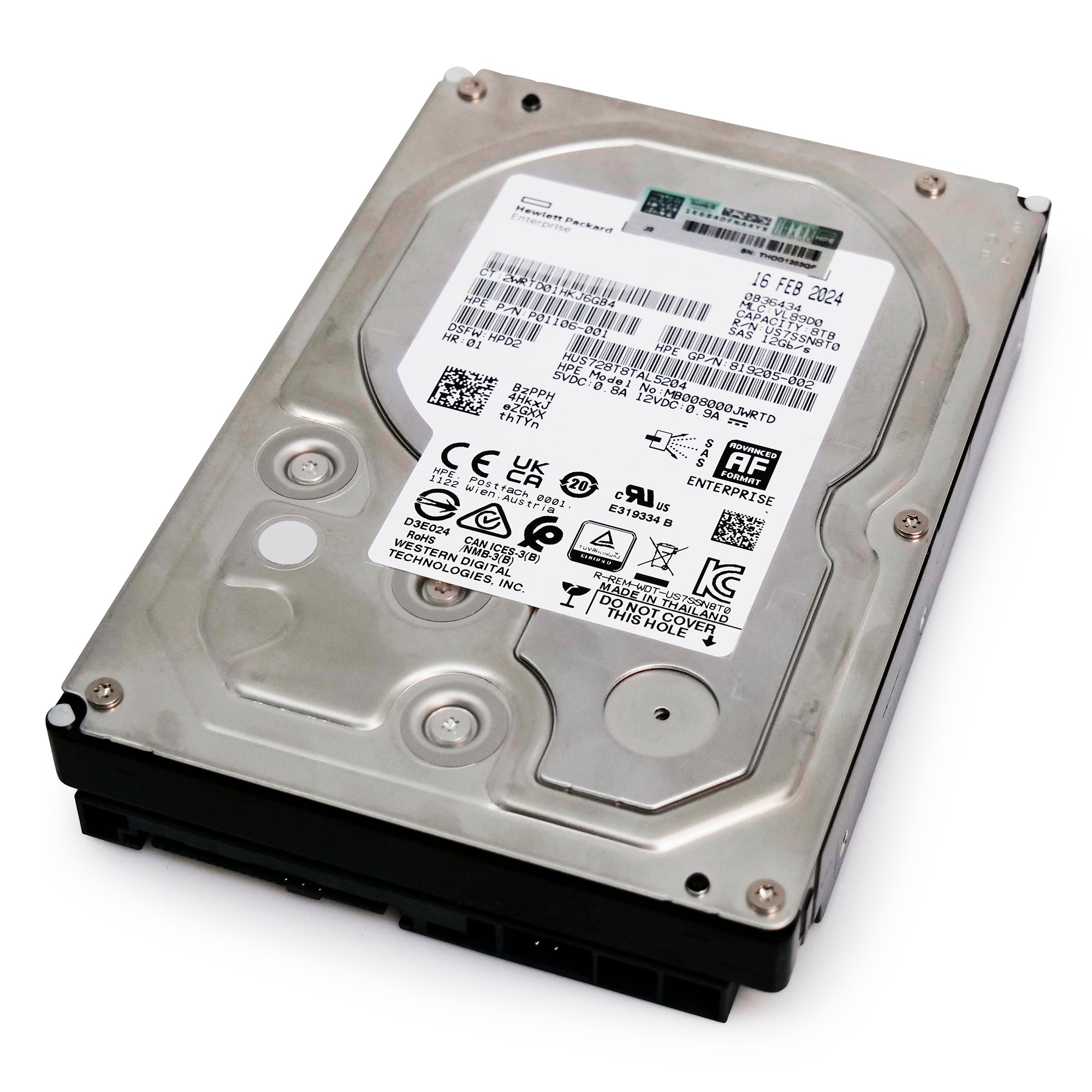 Western Digital/HP Ultrastar DC HC320 HUS728T8TAL5204 8TB 7.2K RPM SAS 12Gb/s 512e 3.5in Hard Drive