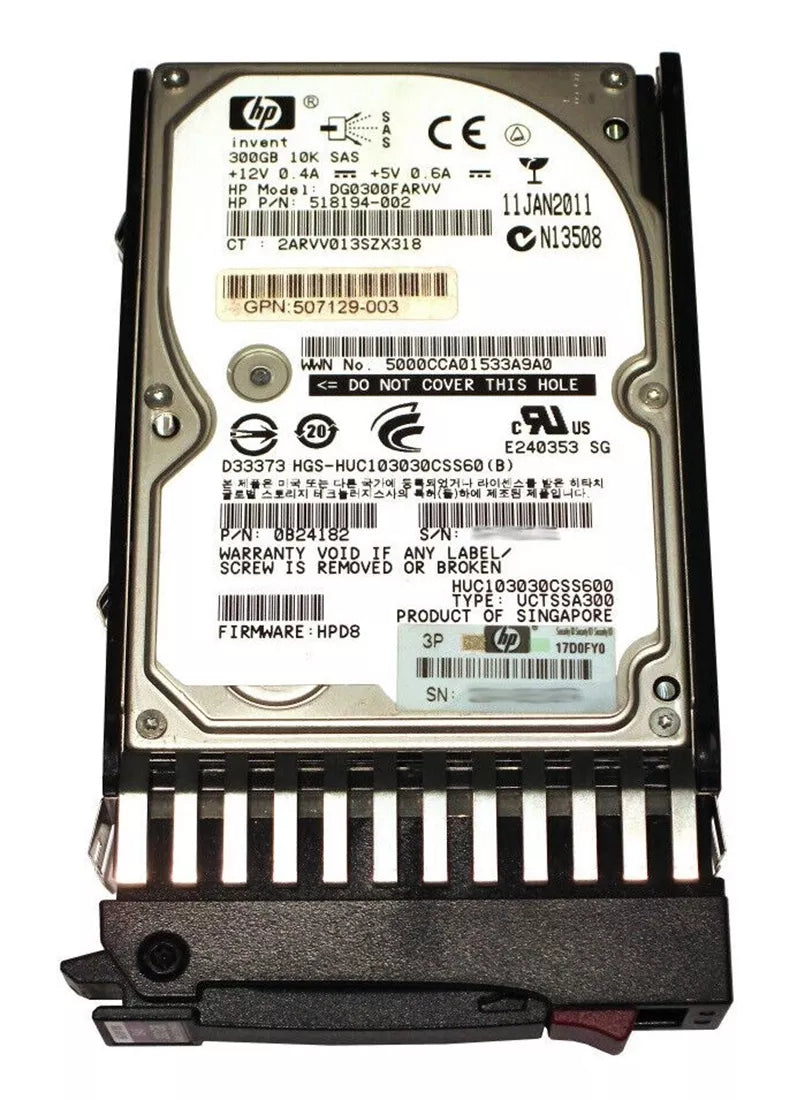 HP 597609-001 Dual Port 300GB 10k 6G Sff SAS Ent Hdd