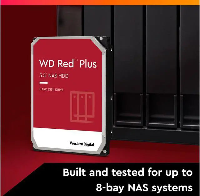 WD Red Plus 10TB NAS Hard Disk Drive - 5400 RPM Class SATA 6Gb/s, CMR, 256MB Cache, 3.5 Inch - WD101EFAX