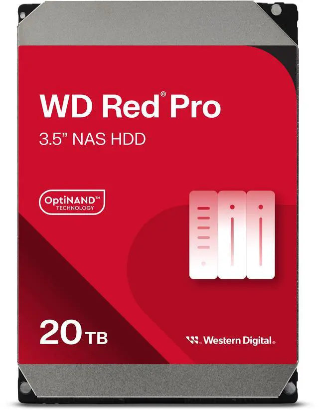 Western Digital 20TB WD Red Pro NAS Internal Hard Drive HDD - 7200 RPM, SATA 6 Gb/s, CMR, 512 MB Cache, 3.5" - WD202KFGX