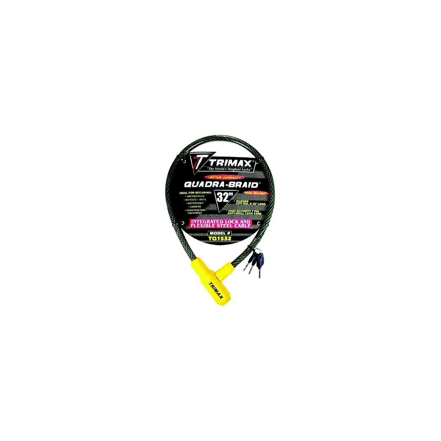 Trimax Locks TQ1532 Trimax Quadra-Braid 32" x 15mm Integrated Cable Lock