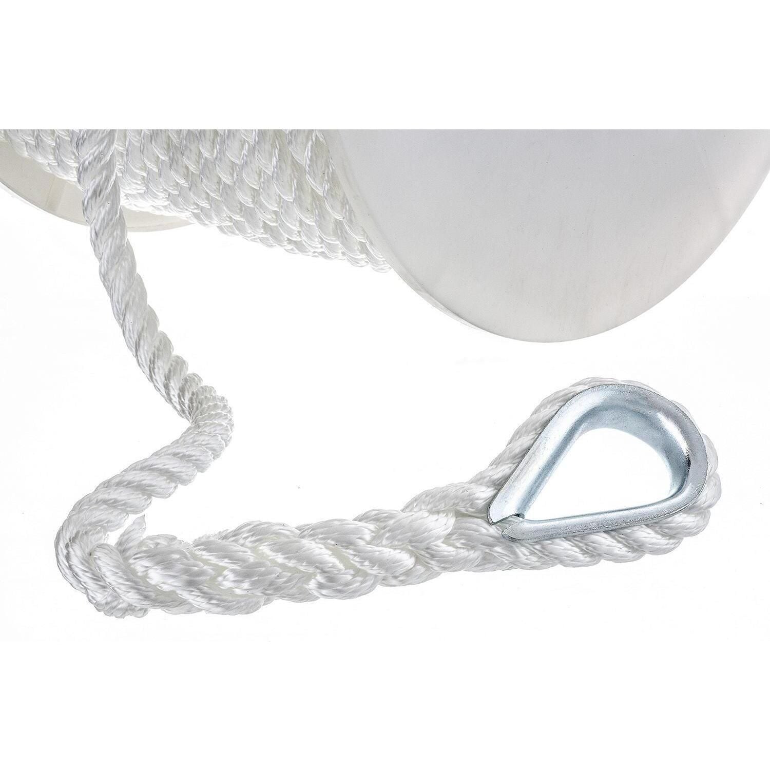 Seachoice 40781 3-Strand Twisted Nylon Anchor Line White, 1/2" x 250'