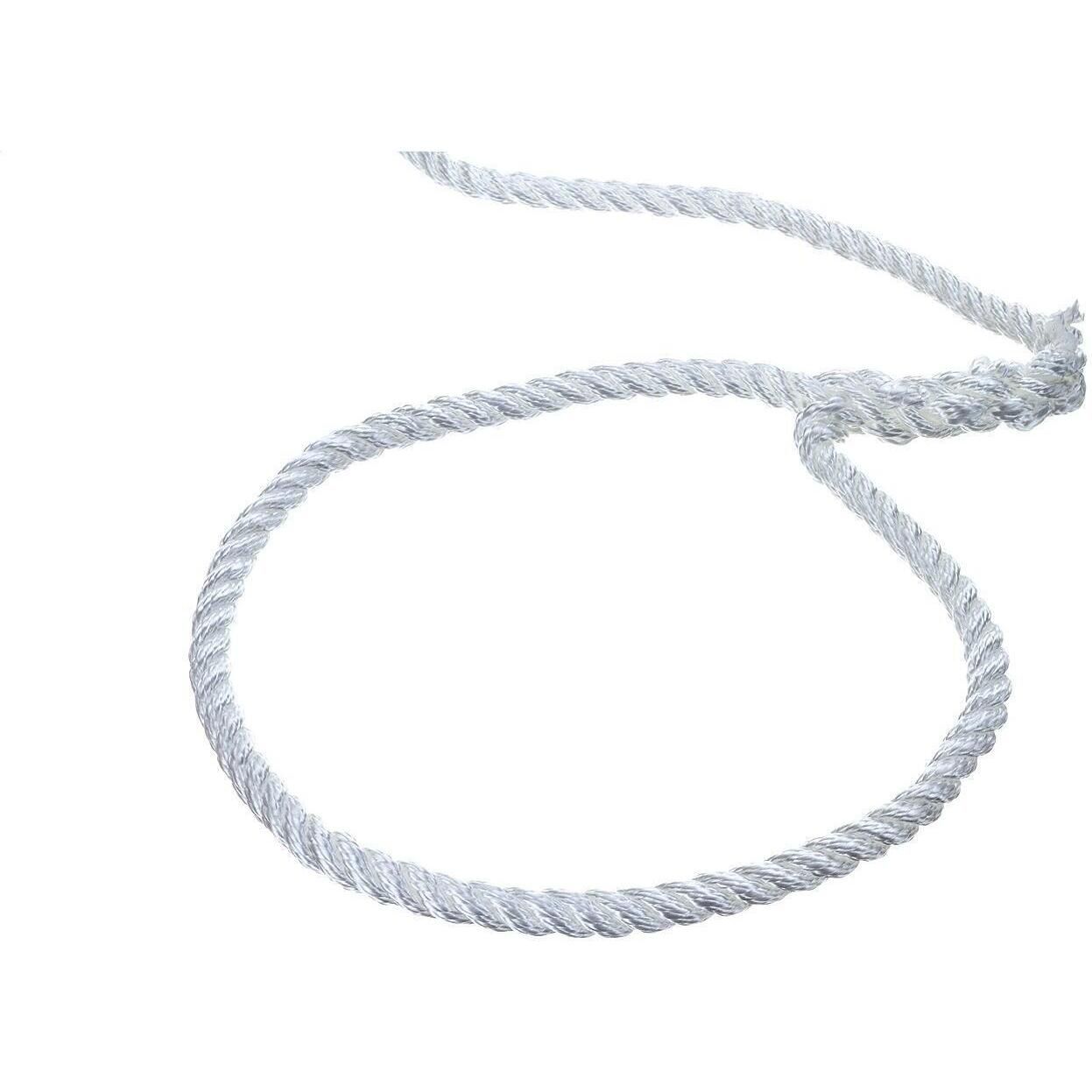 Seachoice 42501 3-Strand Twisted Nylon Dock Line, White, 3/8" x 10'