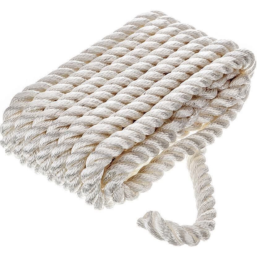 Seachoice 42591 3-Strand Twisted Nylon Dock Line, 5/8" x 20', White