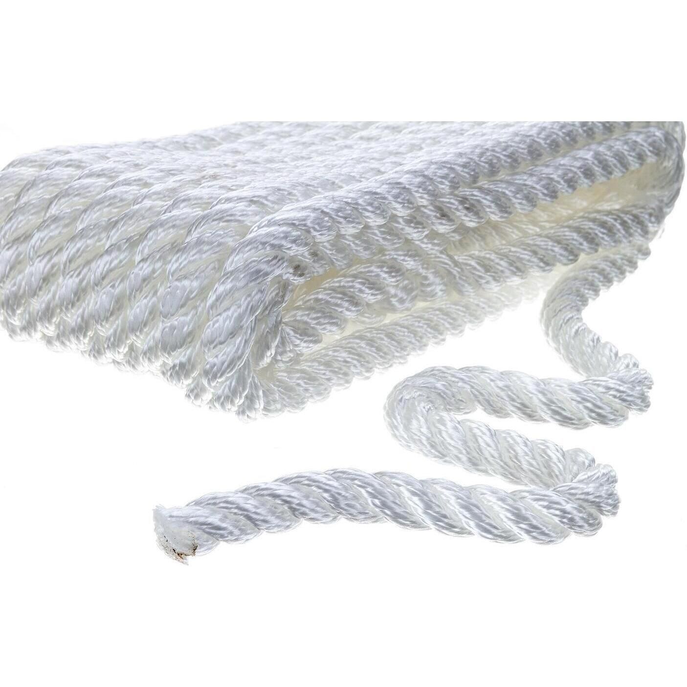 Seachoice 50-42521 3-Strand Twisted Nylon Dock Line, 3/8" x 20', White