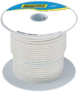 Seachoice 50-63069 Tinned Copper Marine Wire, 10 AWG, White, 100'