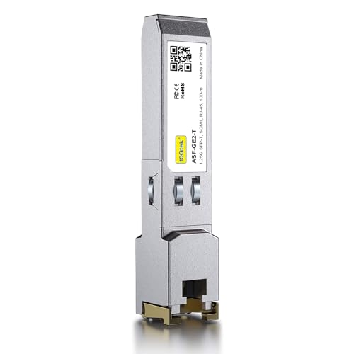 10Gtek 𝟭𝟬/𝟭𝟬𝟬/𝟭𝟬𝟬𝟬𝗕𝗮𝘀𝗲-𝗧 𝗖𝗼𝗽𝗽𝗲𝗿 𝗦𝗙𝗣, Auto-Negotiation SFP to RJ45 Mini-GBIC Transceiver or Cisco GLC-T(10/100/1000)/SFP-GE-T(10/100/1000) Pack of 2|B09NNMP934