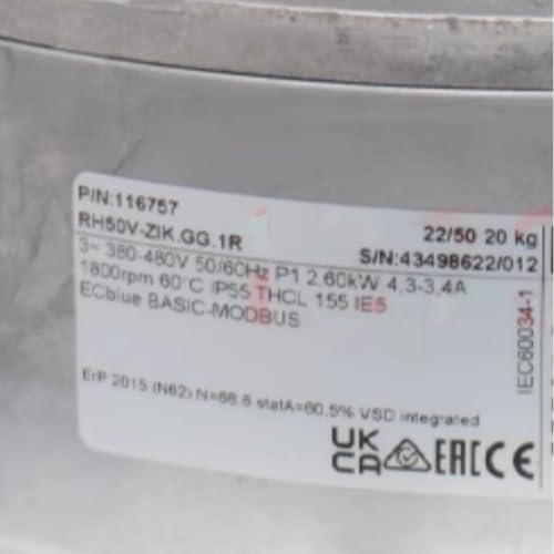 RH50V-ZIK.GG.1R 380-480V 4.3-3.4A 2.60W 1800RPM Cooling Fan 500mm