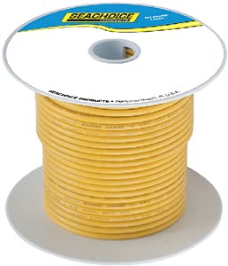 Seachoice 50-63144 Tinned Copper Marine Wire, 18 AWG, Yellow, 100'