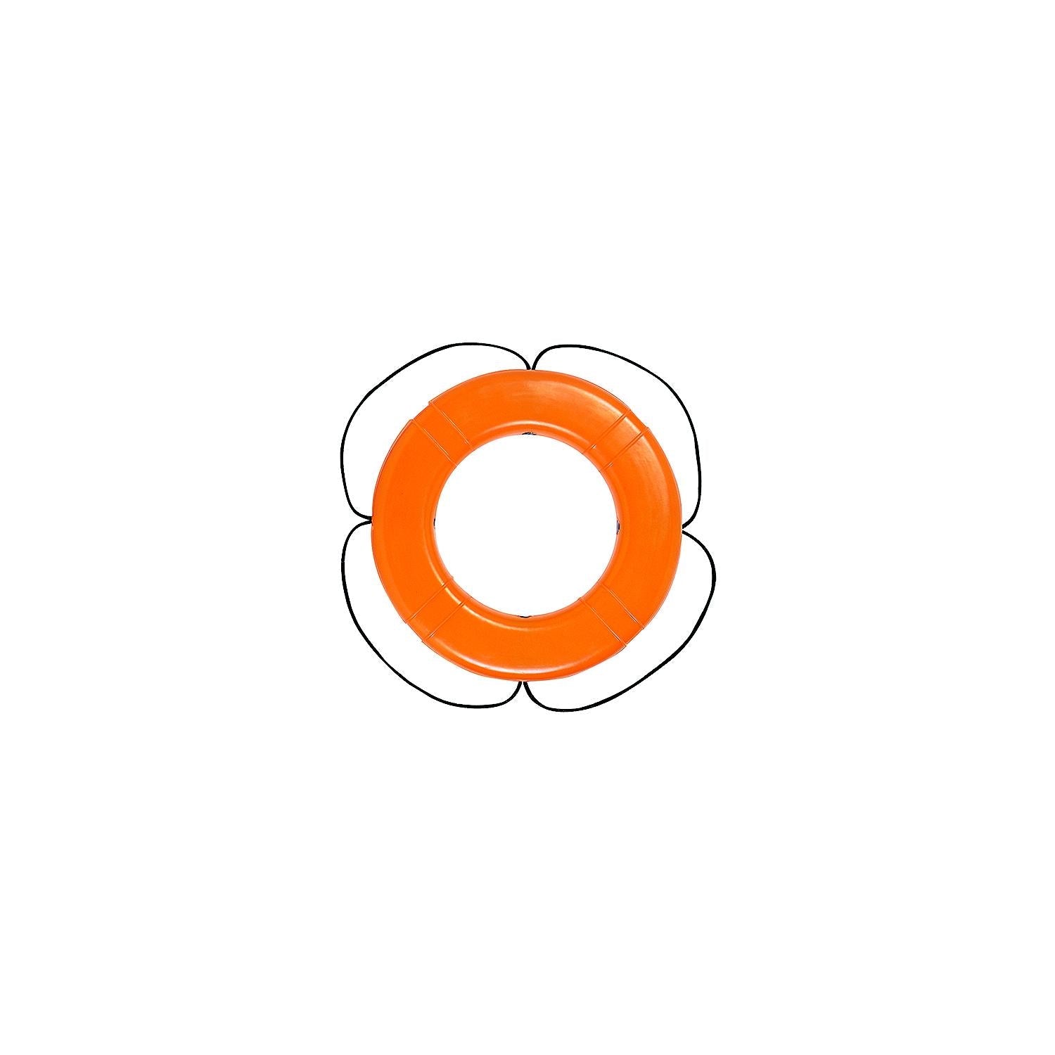 Taylor Made Products 569 Taylor Polyethylene Hard Shell Life Ring w/Black Rope, 24" Orange