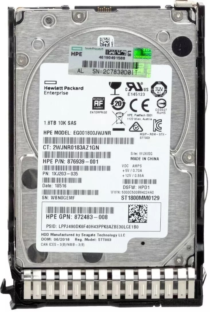HPE EG001800JWJNR Hard Drive 1.8 TB SAS 12Gb/s Refurbished