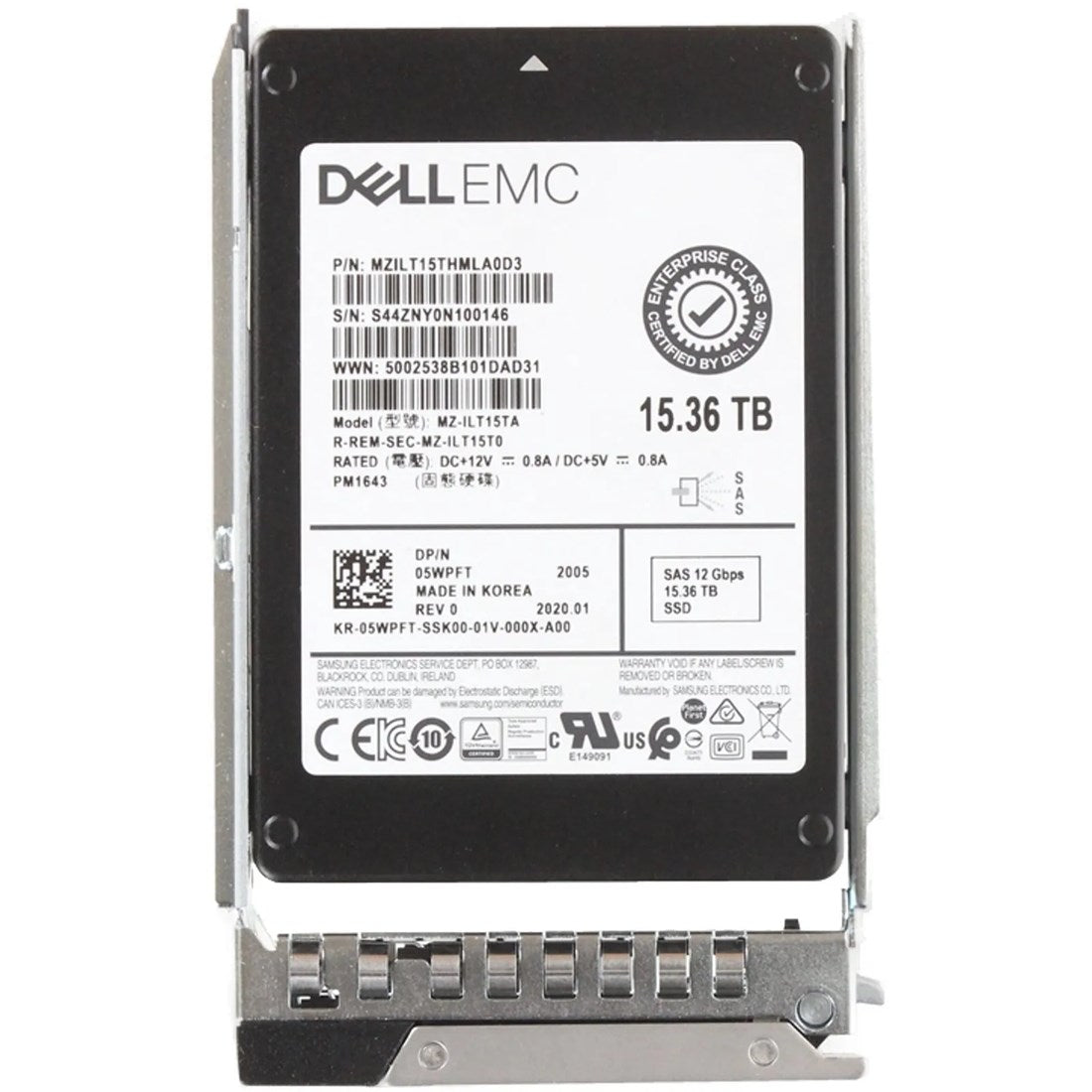 Dell 5WPFT 15.36TB Read Intensive SAS-12Gbps 2.5 Inch Hot Plug SSD