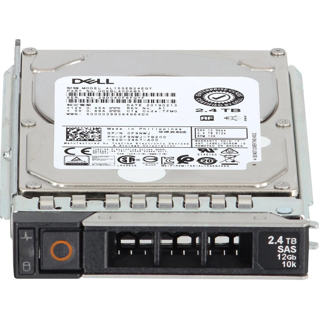 Dell F9NWJ 2.4TB SAS 12Gbps 10K RPM 2.5-inch Enterprise Hot-Plug HDD