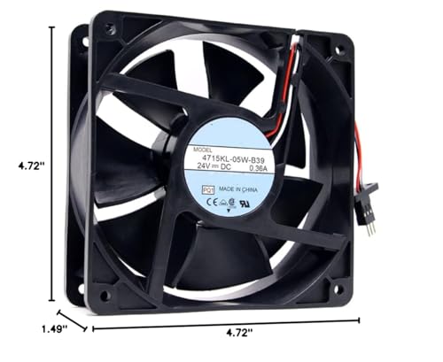 4715KL-05W-B39 24V 0.36A 3300RPM 9.6W 47DB 120X120X38MM 3-Wire Cooling Fan