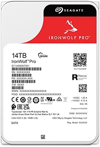 Seagate IronWolf Pro, 14 TB, Enterprise NAS Internal HDD –CMR 3.5 Inch, SATA 6 Gb/s, 7,200 RPM, 256 MB Cache for RAID Network Attached Storage (ST14000NT001)|B0B94P481H