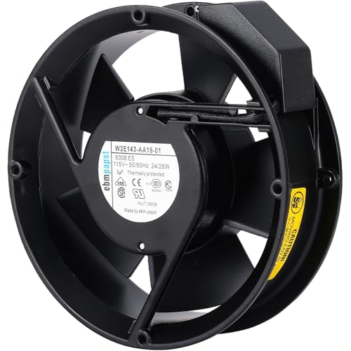 for Ebm-Papst W2E143-AA15-01 Cooling Fan, 17cm 172×51mm AC AXIAL Fan, 115V 24/26W, 3Uf, 2-pin Connector All Metal Fan W2E143-AA15-01|B0FH9PBKNP