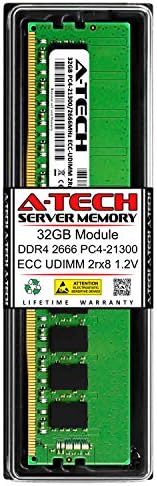 A-Tech 32GB Replacement for Samsung M391A4G43MB1-CTD - DDR4 2666MHz PC4-21300 ECC UNBUFFERED UDIMM 2rx8 1.2v - Single Server Memory Ram Stick