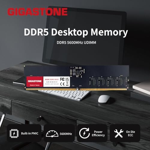 【DDR5 RAM】 GIGASTONE 32GB Kit (2x16GB) DDR5 4800MHz PC5-38400 CL 40-40-40-77 1.1V UDIMM 288 Pin Unbuffered Non ECC PC Desktop Memory Module Upgrade|B0CB38GYPZ