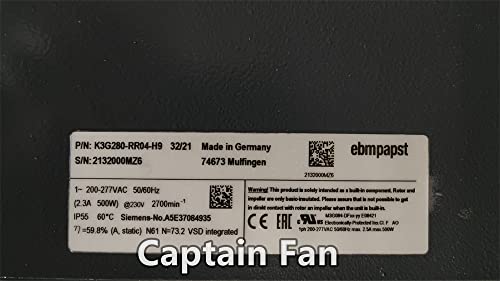 K3G280-RR04-H9 Ebm Papst Fan 200/277VAC 520W 2.3A Centrifugal Fan for Spindle Motor