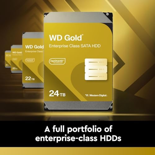 Western Digital 24TB WD Gold Enterprise Class SATA Internal Hard Drive HDD - 7200 RPM, SATA 6 Gb/s, 512 MB Cache, 3.5" - WD242KRYZ|B0DMB8BV8V