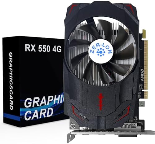 Radeon RX 550 4GB Graphics Card, GDDR5 128 Bit PCIE 3.0 Computer Gaming Gpu, 1183MHz Video Card with HDMI/DP/DVI Ports Support 4K|B0DZSFX1WP