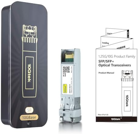 10GTEK 10GBase-SR SFP+ LC Transceiver, 10G 850nm Multimode SFP Module, up to 300 Meters, for Cisco SFP-10G-SR, Meraki MA-SFP-10GB-SR, Ubiquiti UniFi UF-MM-10G, Fortinet, TP-Link and More, Pack of 2|B08BP55663
