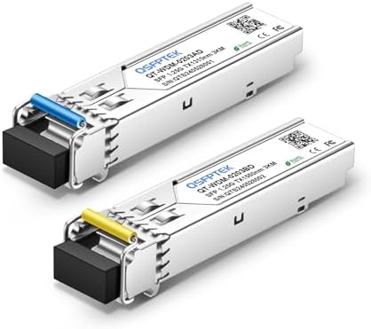 1 Pair 10G SFP+ Bidi Transceivers, 10gbe SFP LC Single-Mode Module, Bi-Directional Mini gbic for Cisco SFP-10G-BXD-I (1330nm-TX/1270nm-RX) / SFP-10G-BXU-I (1270nm-TX/1330nm-RX),10KM, with DDM|B07QLKDZJH
