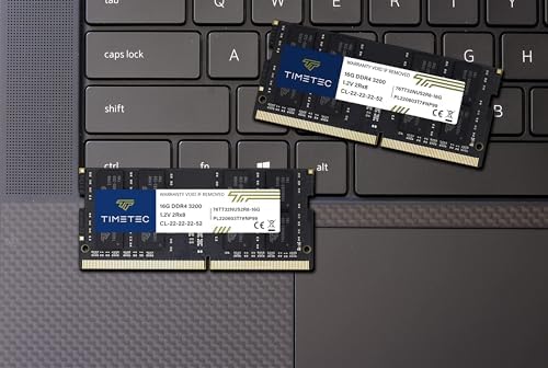 Timetec 16GB DDR4 3200MHz (or 2933MHz or 2666MHz PC4-25600 Non-ECC Unbuffered 1.2V CL22 2Rx8 Dual Rank 260 Pin SODIMM Laptop Notebook PC Computer Memory RAM Module Upgrade