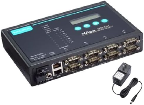 Moxa NPort 5650-8-DT with Adapter 8 Port RS-232/422/485 Desktop Mode Device Server, US Plug, 3 in 1, DB9 Male, 12-48VDC(Adapter Included