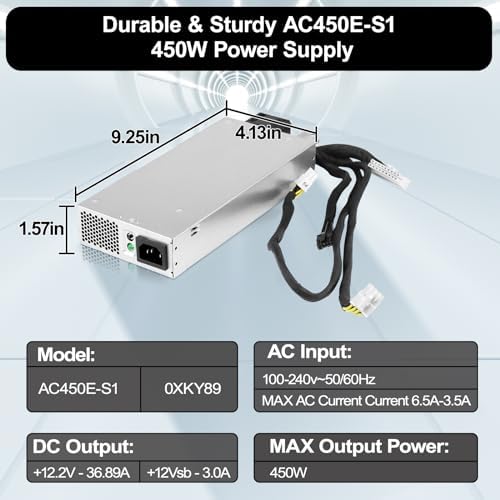 AC450E-S1 XKY89 450W Dell Power Supply Compatible with DELL PowerEdge T440 T430 T420 T320 R430 R440 R530 R540 Replaces T7MF2 FSD061-240G2 DPS-450AB-6 FSD061-242G【18pin+10pin*2+8pin】