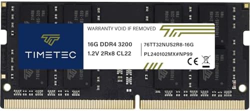 Timetec 16GB DDR4 3200MHz (or 2933MHz or 2666MHz PC4-25600 Non-ECC Unbuffered 1.2V CL22 2Rx8 Dual Rank 260 Pin SODIMM Laptop Notebook PC Computer Memory RAM Module Upgrade