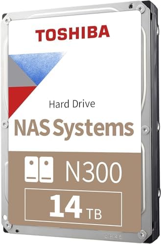 Toshiba N300 16TB NAS 3.5-Inch Internal Hard Drive - CMR SATA 6 GB/s 7200 RPM 512 MB Cache - HDWG51GXZSTA|B0CYR2ZZCX