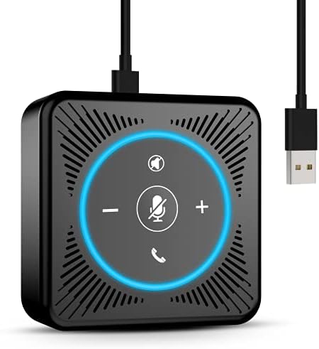 EMEET Conference Speakerphone M0 Plus, 4 AI Mics 360° Voice Pickup, Noise Reduction, USB C Speaker, Bluetooth Conference Speaker for 8 People w/Daisy Chain for 16 Compatible with Leading Software