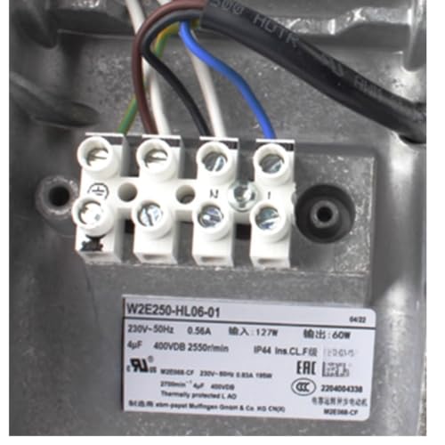 for W2E250-HL06-01 220V 0.56A 127/60W 2550RPM 4uF400VDB 4-Wire Cooling Fan