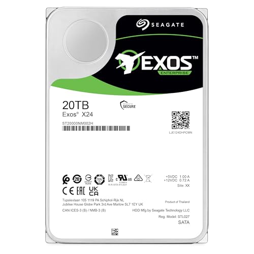Seagate Exos X24 20TB Enterprise Internal Hard Drive HDD - 12GB/s SATA 7200RPM 2.5M MTBF (ST20000NM002H