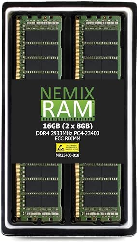 NEMIX RAM 32GB (2X16GB DDR4 2933MHZ PC4-23400 2Rx8 1.2V CL21 288-PIN ECC RDIMM KIT Registered Server Memory Compatible with Dell PowerEdge R840 Rack Server