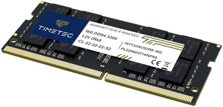 Timetec 16GB DDR4 3200MHz (or 2933MHz or 2666MHz PC4-25600 Non-ECC Unbuffered 1.2V CL22 2Rx8 Dual Rank 260 Pin SODIMM Laptop Notebook PC Computer Memory RAM Module Upgrade