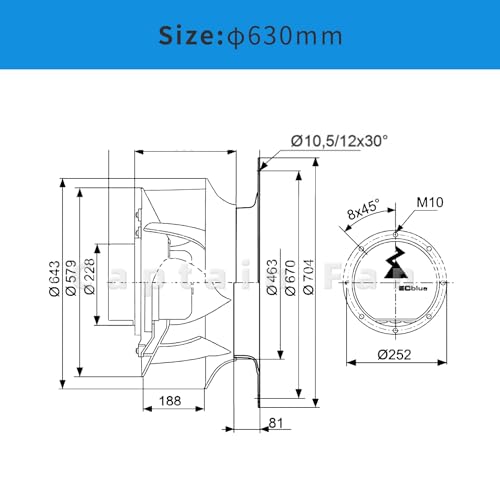 RH63V-ZIK.GL.VR Ziehl-abegg Fan 380/480VAC 3.50KW 5.6/4.4A Centrifugal Fan|B0CFDJLGFW