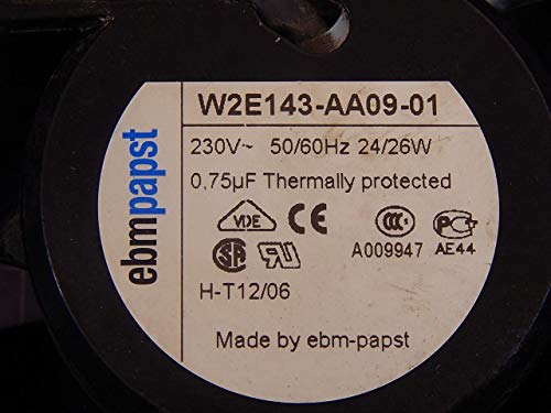 Ebm Papst Fan W2E143-AA09-01, 0.9230769230769231 Watts, 230 Volts, 2.4E+3 Rpm, 6E+1 Decibels, Compatible With Desktop, Copper Material, 3-Pin Power Connector|B0084ZTYXM