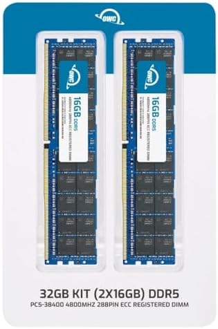 OWC 32GB (2x16GB DDR5 4800 PC5-38400 CL40 1Rx8 288-pin 1.1V ECC Registered RDIMM Memory RAM Module Upgrade Kit Compatible with Dell PowerEdge HS5610 HS5620