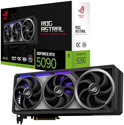 ASUS ROG Astral GeForce RTX™ 5090 OC Edition Gaming Graphics Card (PCIe® 5.0, 32GB GDDR7, HDMI®/DP 2.1, 3.8-Slot, 4-Fan Design, Axial-tech Fans, Patented Vapor Chamber, Phase-Change GPU Thermal pad)|B0DS2WQZ2M