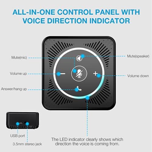EMEET Conference Speakerphone M0 Plus, 4 AI Mics 360° Voice Pickup, Noise Reduction, USB C Speaker, Bluetooth Conference Speaker for 8 People w/Daisy Chain for 16 Compatible with Leading Software