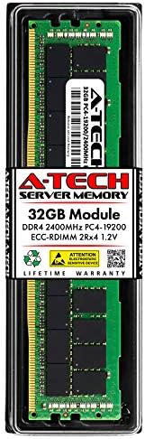 A-Tech 32GB RAM for Dell PowerEdge R430 | DDR4 2400MHz PC4-19200 ECC Registered RDIMM 2Rx4 Server Single Memory Upgrade Module (Replacement for SNPCPC7GC/32G, A8711888, CPC7G, 0CPC7G