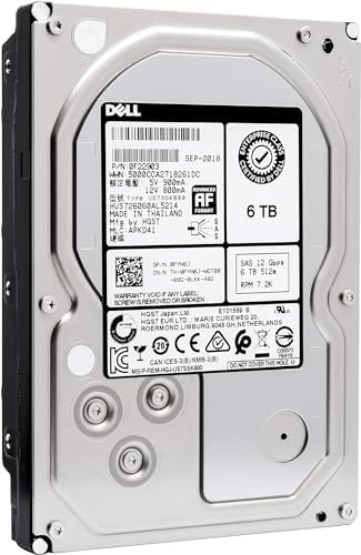 Dell PYM8J 6TB 512e NL-SAS 12Gbps 7.2K RPM 3.5-Inch HDD | WD HGST Ultrastar 7K6000 HUS726060AL5214 EMC PowerVault PowerEdge Enterprise Data Center Hard Drive | Bundle with Compatily Screwdriver|B0825HF1LD