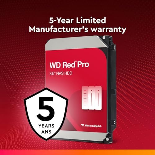 Western Digital 16TB WD Red Pro NAS Internal Hard Drive HDD - 7200 RPM, SATA 6 Gb/s, CMR, 512 MB Cache, 3.5" - WD161KFGX|B08K3VVKSW